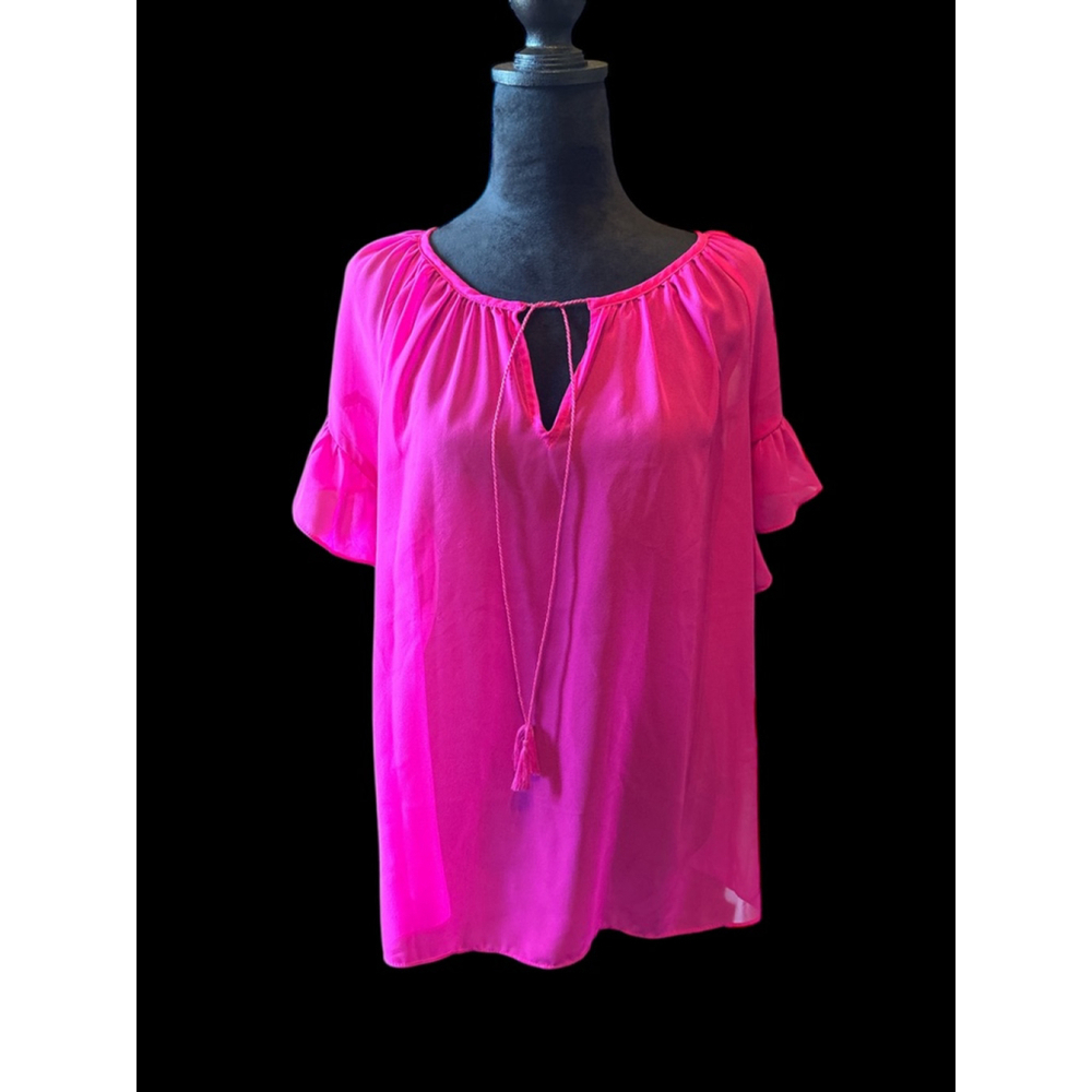 Milly Hot Pink Lightweight Sheer Top EUC - Size L